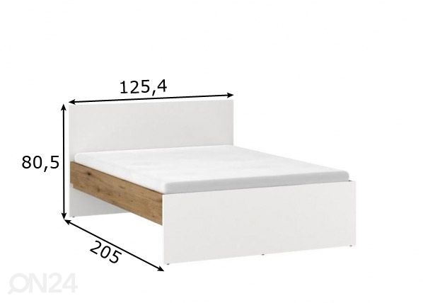 Кровать Ricko 120x200 cm, белый/дуб размеры
