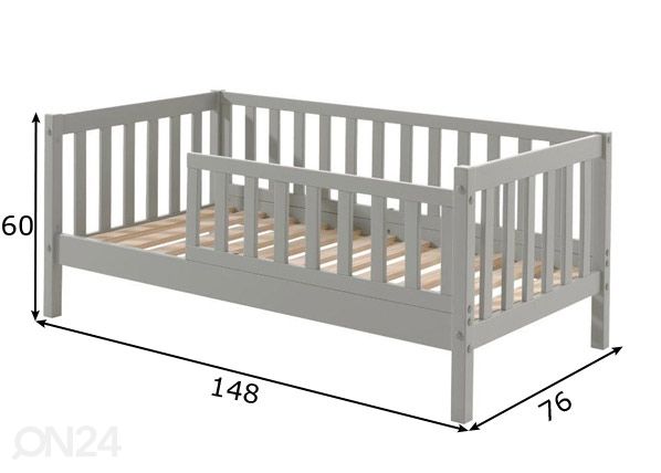 Кровать Toddler 70x140 cm, серый размеры