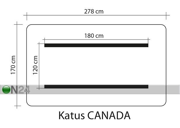 Крыша для садовой качели Canada 170x278 cm размеры