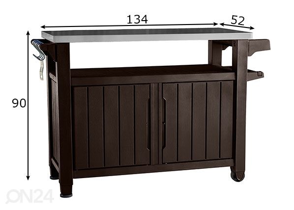 Летняя кухня Keter Unity XL 52x134 см, коричневая размеры