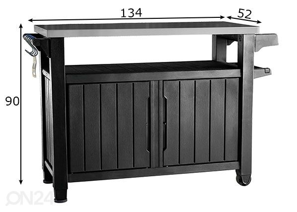 Летняя кухня Keter Unity XL 52x134 cm, графит размеры