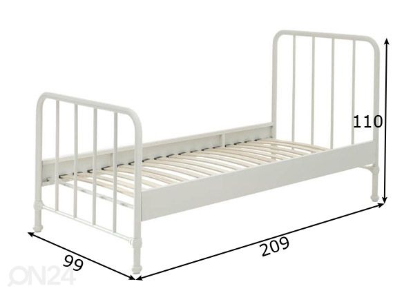 Металлическая кровать Bronxx 90x200 cm, белый размеры