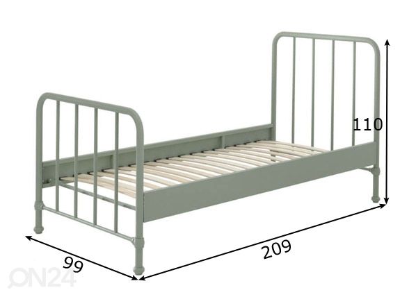 Металлическая кровать Bronxx 90x200 cm, оливковый размеры