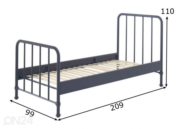 Металлическая кровать Bronxx 90x200 cm, синий размеры