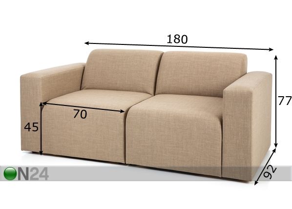 Модульный диван 2-местный Seattle размеры
