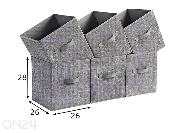 Набор из 6 коробок для хранения, серые размеры