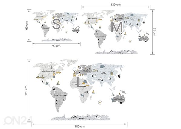 Настенная наклейка Карта L на эстонском языке, серая размеры