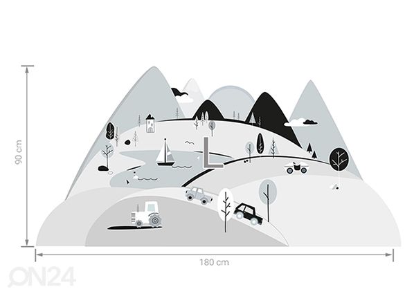 Настенная наклейка Серые горы L размеры