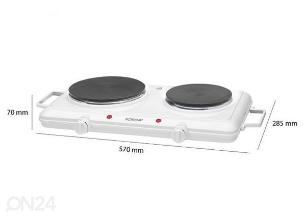 Настольная плита с 2 конфорками Bomann DKP5028CB, белый размеры