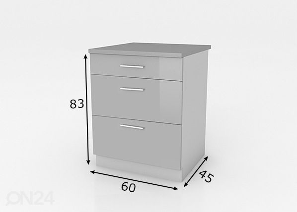 Нижний кухонный шкаф 60 cm, глянцевый белый размеры