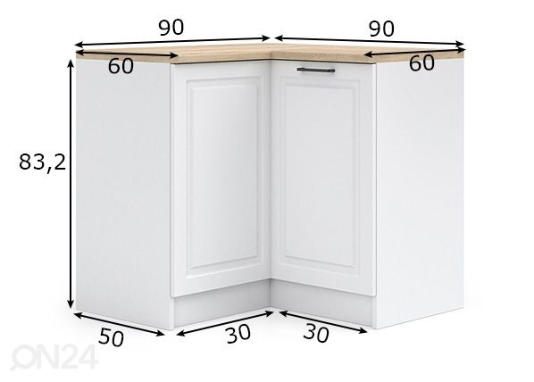 Нижний кухонный шкаф Palma 90x90 cm размеры