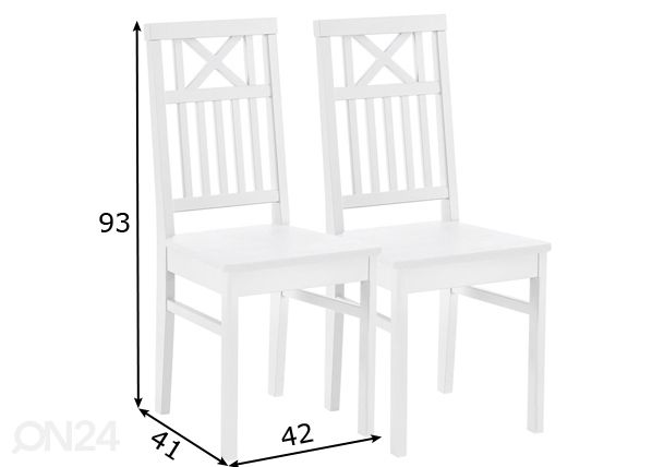 Обеденные стулья из массива берёзы Florence 2 шт, белый размеры