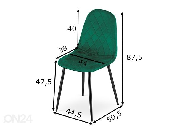 Обеденные стулья Asti 4 шт, тёмно-зелёный размеры