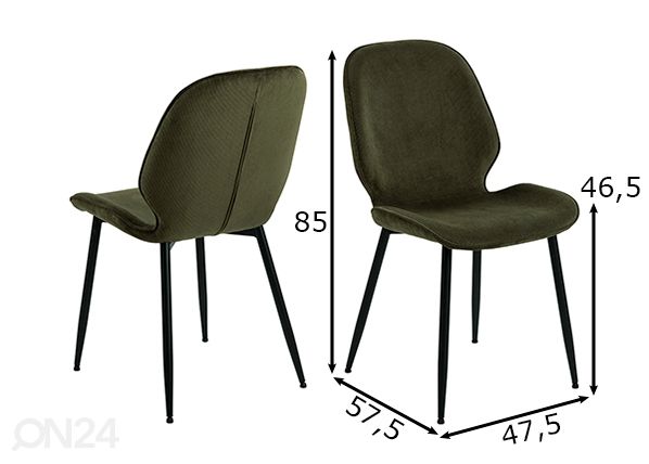 Обеденные стулья Femke, 4 шт размеры