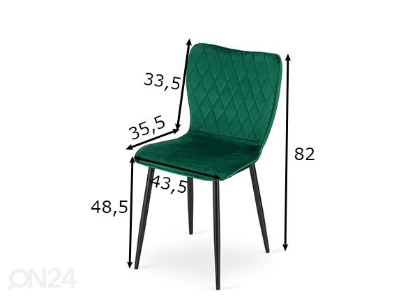 Обеденные стулья Fox 4 шт, тёмно-зелёный размеры