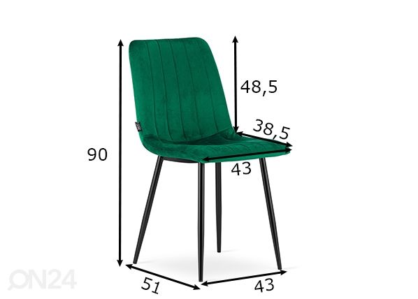 Обеденные стулья Lava 4 шт, тёмно-зелёный размеры