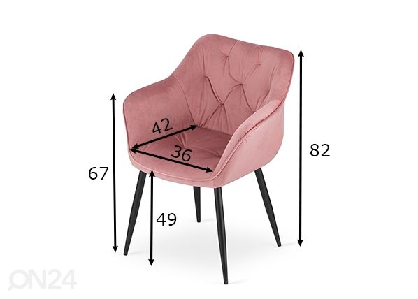 Обеденные стулья Madera 2 шт, розовый размеры