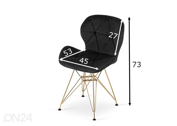 Обеденные стулья Nest 2 шт, чёрный/золотистый размеры