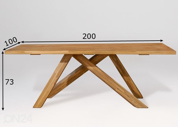 Обеденный стол из массива дуба Dexter 1 200x100 cm размеры