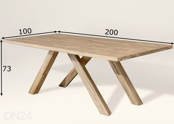 Обеденный стол из массива дуба Dexter 1 200x100 cm размеры