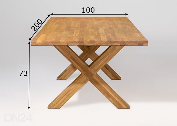 Обеденный стол из массива дуба Dexter 2 200x100 cm размеры