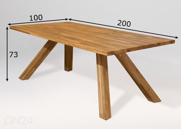 Обеденный стол из массива дуба Dexter 3 200x100 cm размеры