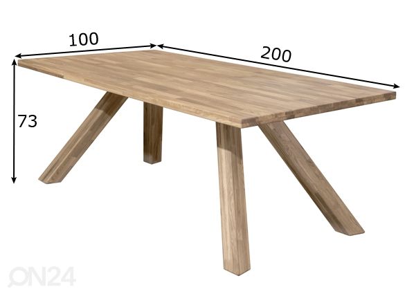 Обеденный стол из массива дуба Dexter 3 200x100 cm размеры
