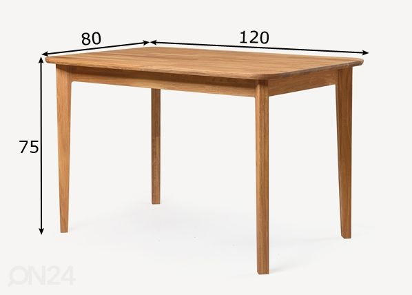 Обеденный стол из массива дуба Frans 1 120x80 cm размеры