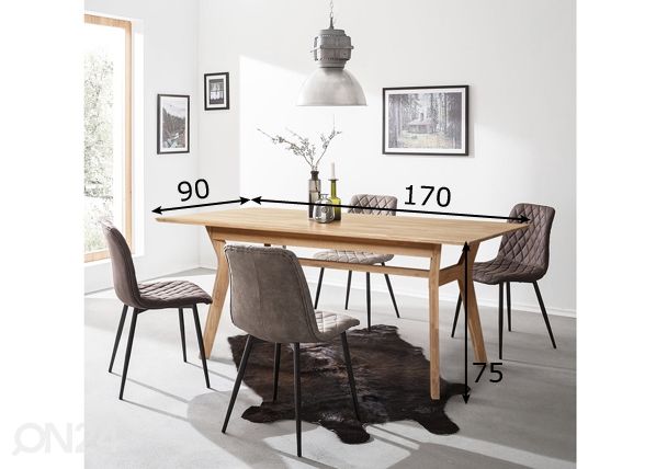 Обеденный стол из массива дуба Helsinki 170x90 cm, белое масло размеры