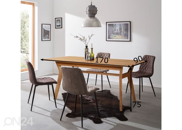 Обеденный стол из массива дуба Helsinki 170x90 cm размеры