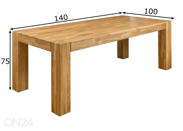 Обеденный стол из массива дуба Noa 140x100 cm размеры