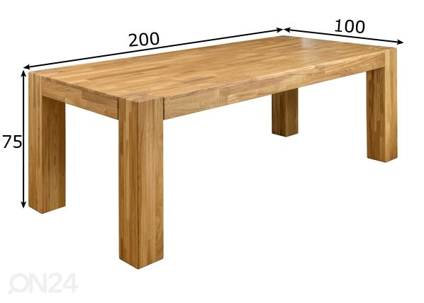 Обеденный стол из массива дуба Noa 200x100 cm размеры