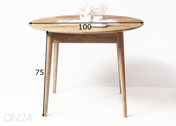Обеденный стол из массива дуба Scan Ø 100 cm, белое масло размеры
