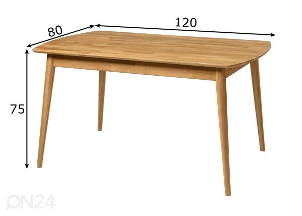 Обеденный стол из массива дуба Scan 120x80 cm размеры