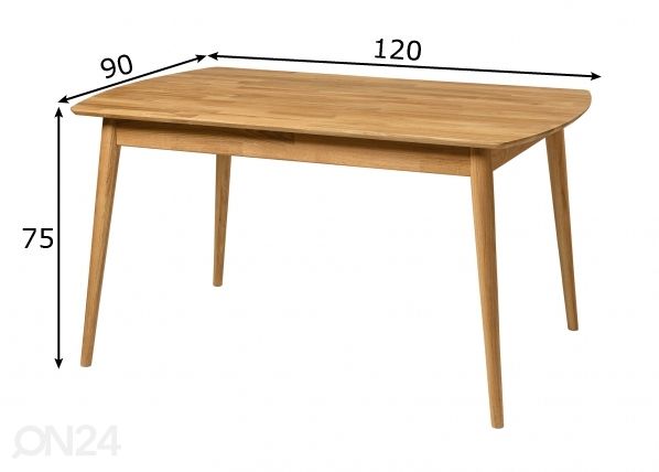 Обеденный стол из массива дуба Scan 120x90 cm размеры