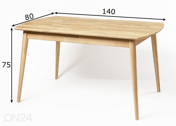 Обеденный стол из массива дуба Scan 140x80 cm, белое масло размеры