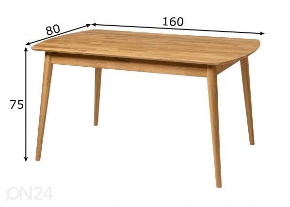 Обеденный стол из массива дуба Scan 160x80 cm размеры