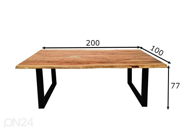 Обеденный стол 100x200 cm, натуральный размеры