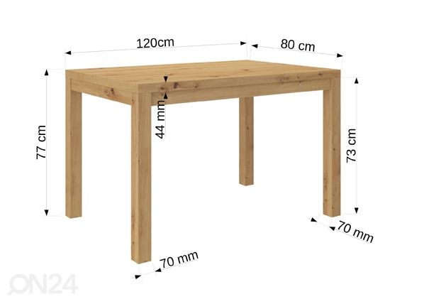 Обеденный стол 120x80 cm размеры