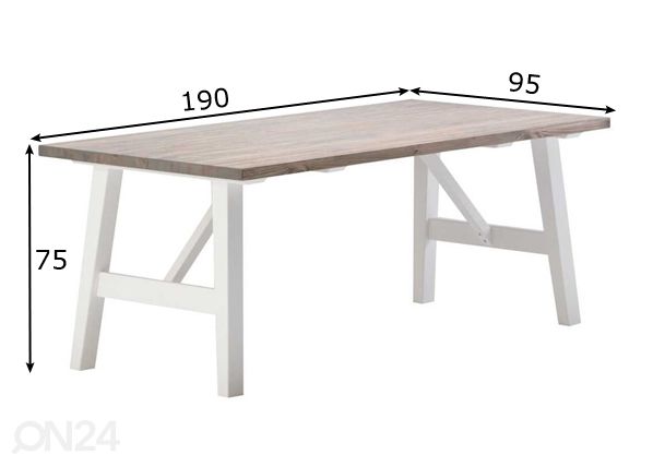 Обеденный стол 190x95 cm размеры