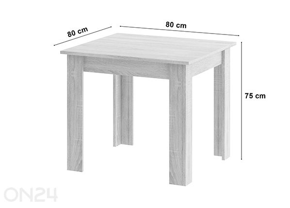 Обеденный стол 80x80 см и 4 стула размеры