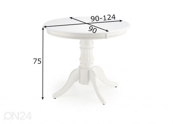 Обеденный стол 90/124x90 cm размеры