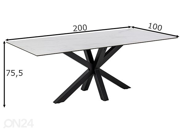 Обеденный стол Beira 100x200 см размеры