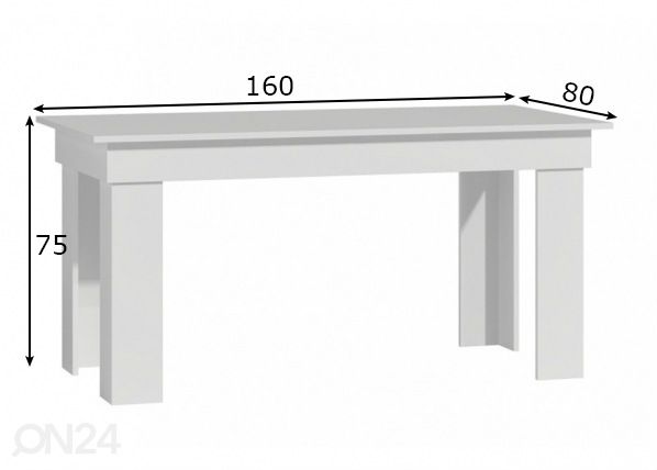 Обеденный стол Brunch 80x160 cm размеры