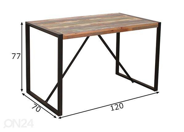 Обеденный стол Fiume 70x120 cm размеры
