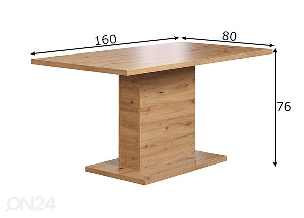 Обеденный стол Follow 160x80 cm размеры