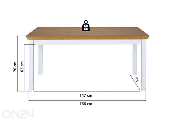 Обеденный стол Maluno 90x166 см размеры