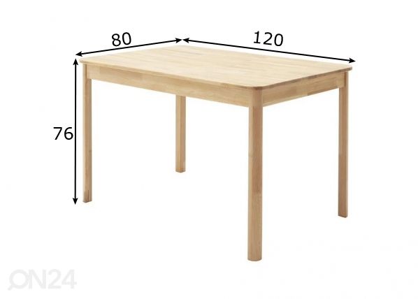 Обеденный стол Oskar 120x80 cm размеры