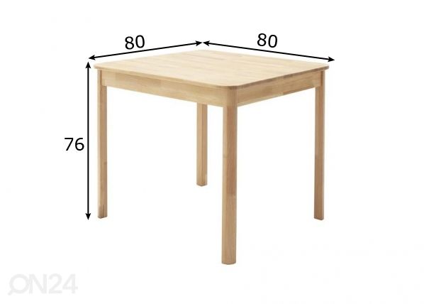 Обеденный стол Oskar 80x80 cm размеры