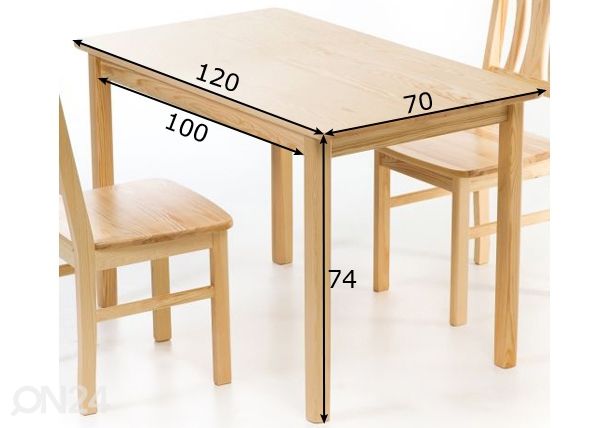 Обеденный стол Per 120x70 cm размеры